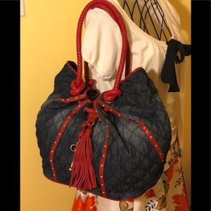SHARIF Quilted Denim Fan Tote
